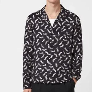 ALL SAINTS ‘Bonds’ Chain Print 100% Viscose Button Down Long Sleeve Shirt